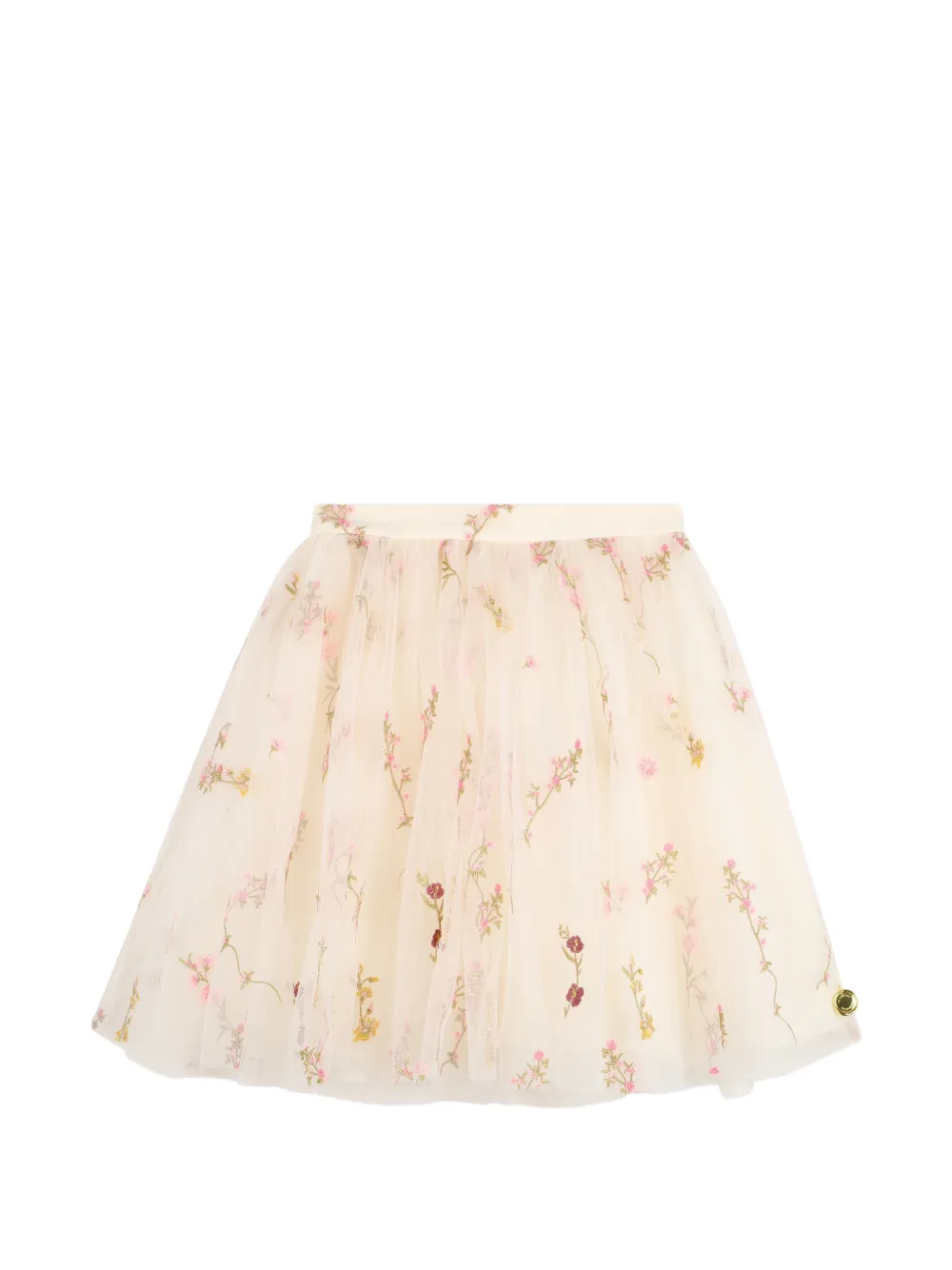 Givenchy Kids' Floral-embroidered Tulle Midi Skirt In Neutral