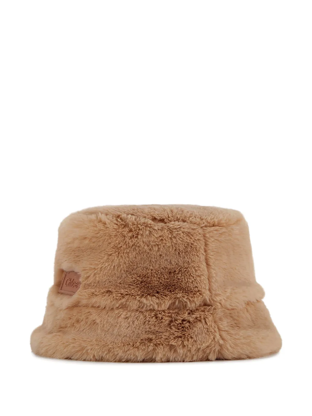 Chloé Kids Vissershoed van imitatiebont met logo-patch Beige