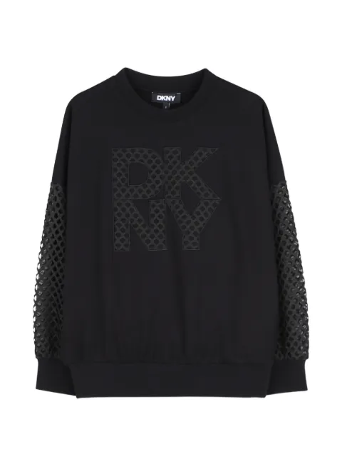 Dkny Kids logo-patch mesh-detail sweater