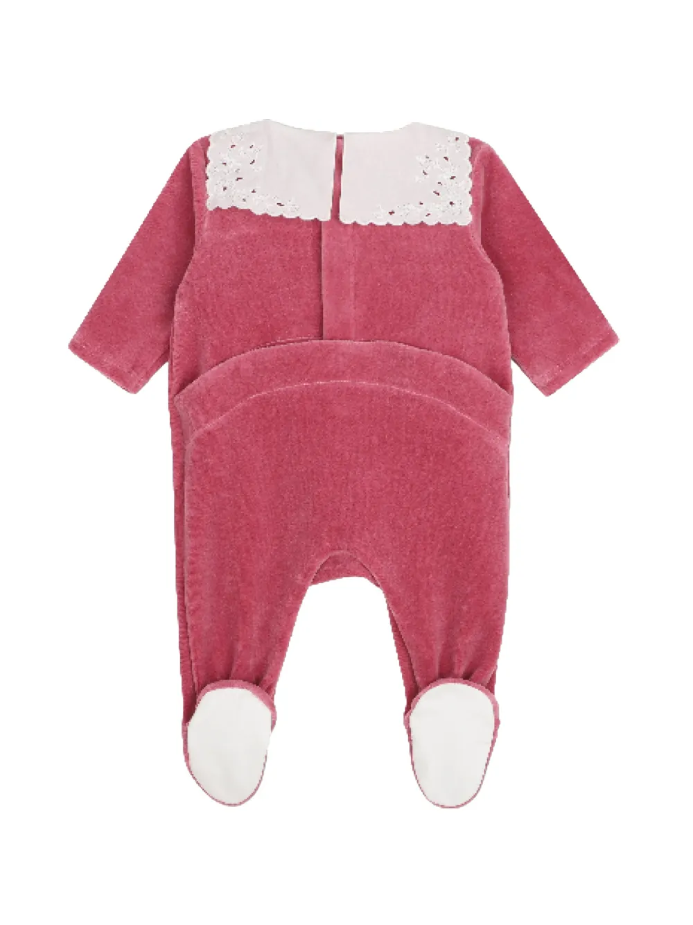 Chloé Kids Fluwelen pyjama met broderie anglaise kraag Roze