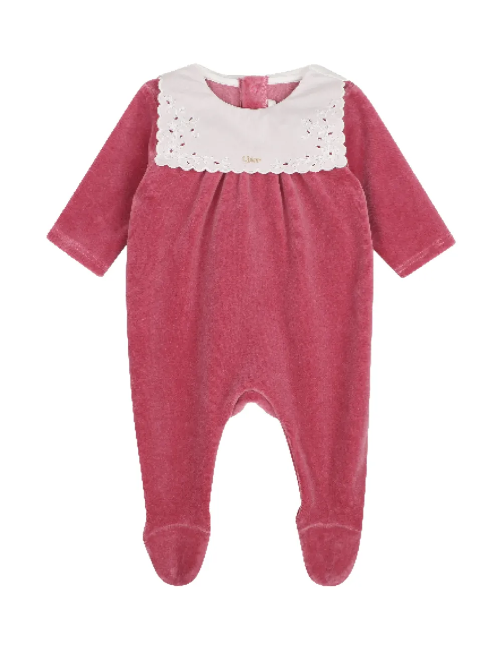 Chloé Kids Pyjama aus Samt mit Lochstickerei - Rosa