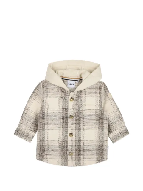 BOSS Kidswear camisa con cuadros estampados y capucha
