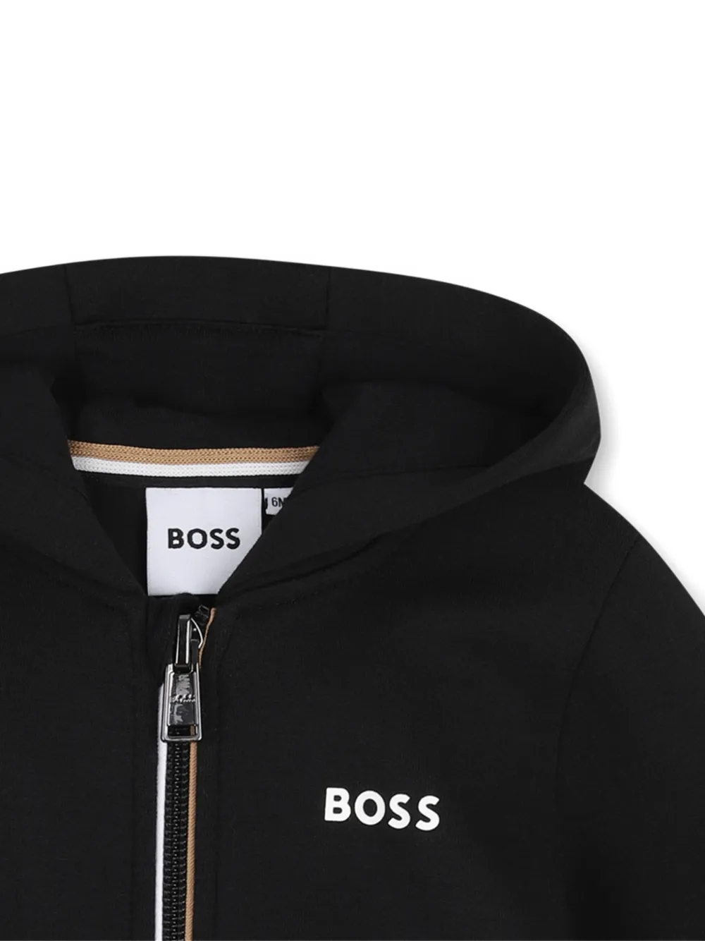 BOSS Kidswear Hoodie met logoprint en rits Zwart