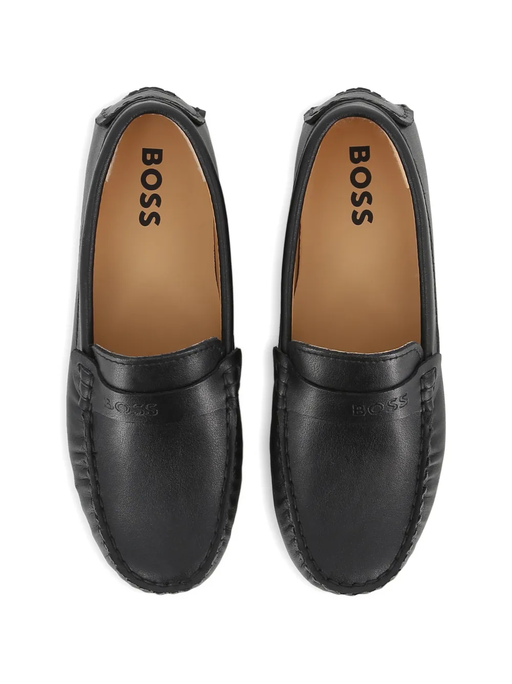 BOSS Kidswear logo-embossed loafers Zwart