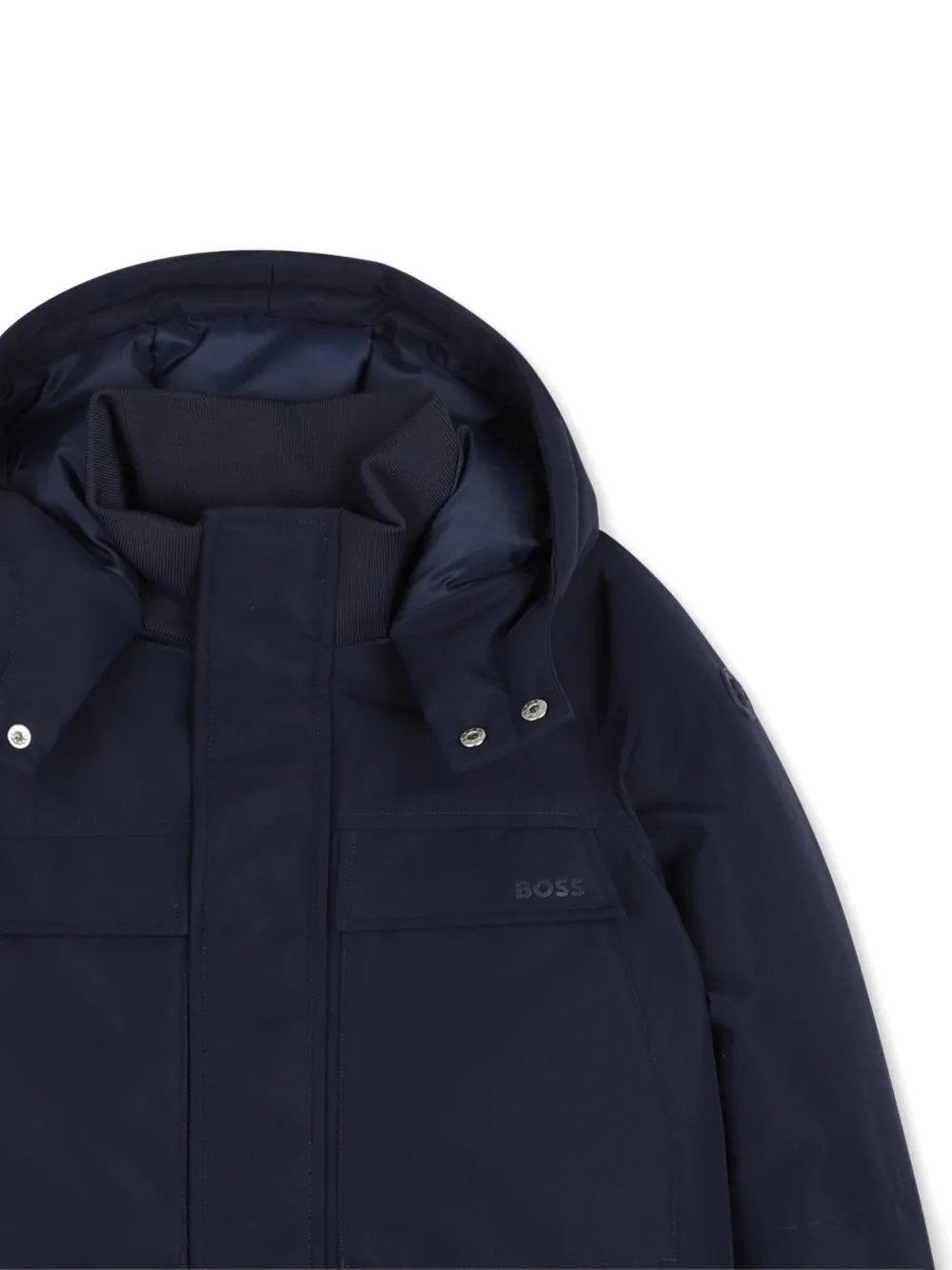 BOSS Kidswear Parka met meerdere zakken en capuchon Blauw