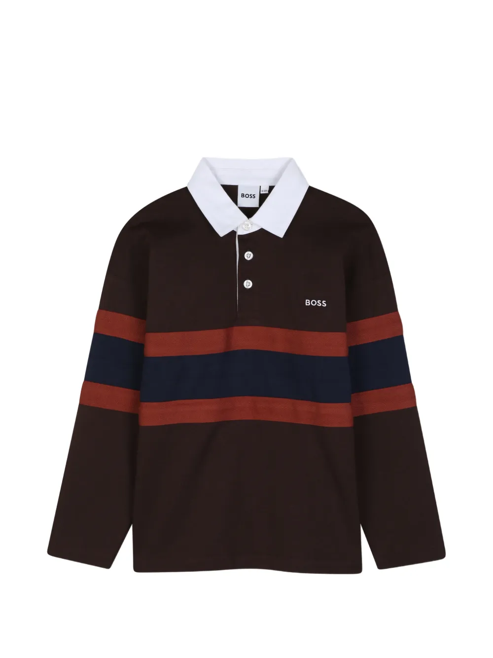 BOSS Kidswear Polo a righe a maniche lunghe - Marrone