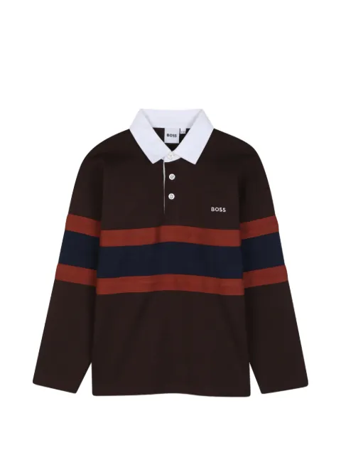 BOSS Kidswear striped long-sleeved polo shirt