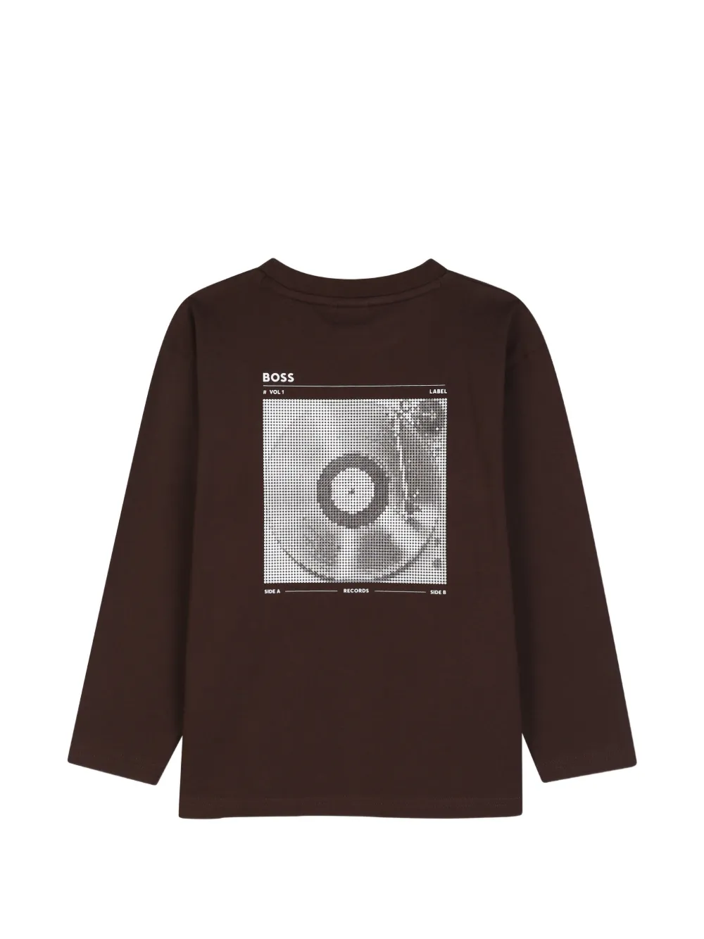 BOSS Kidswear T-shirt met logopatch en print Bruin