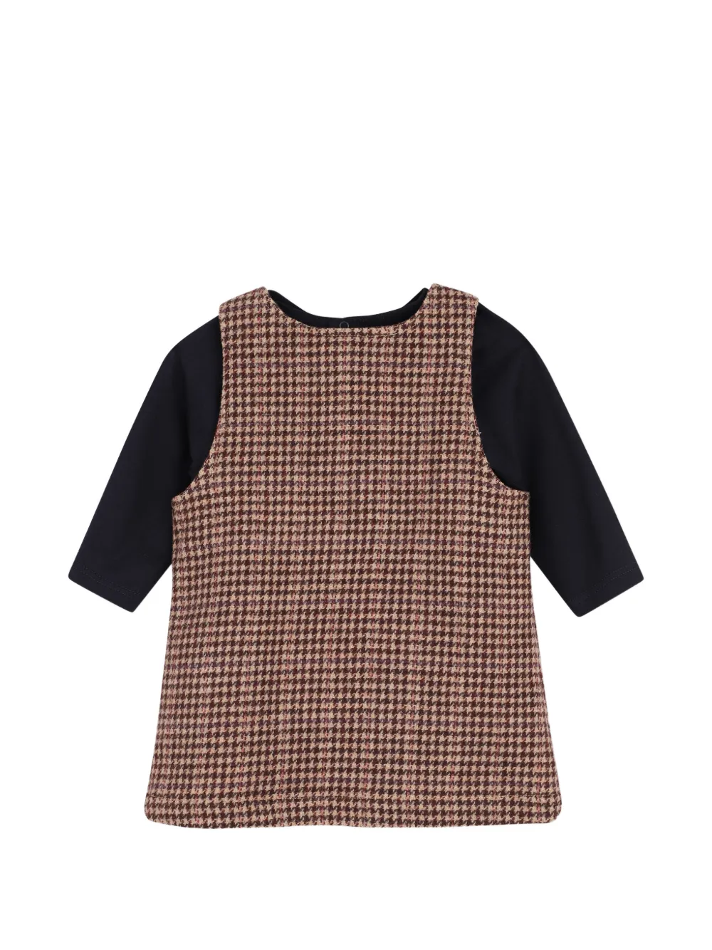 Chloé Kids Wollen jurk en T-shirt met pied-de-poule print Bruin