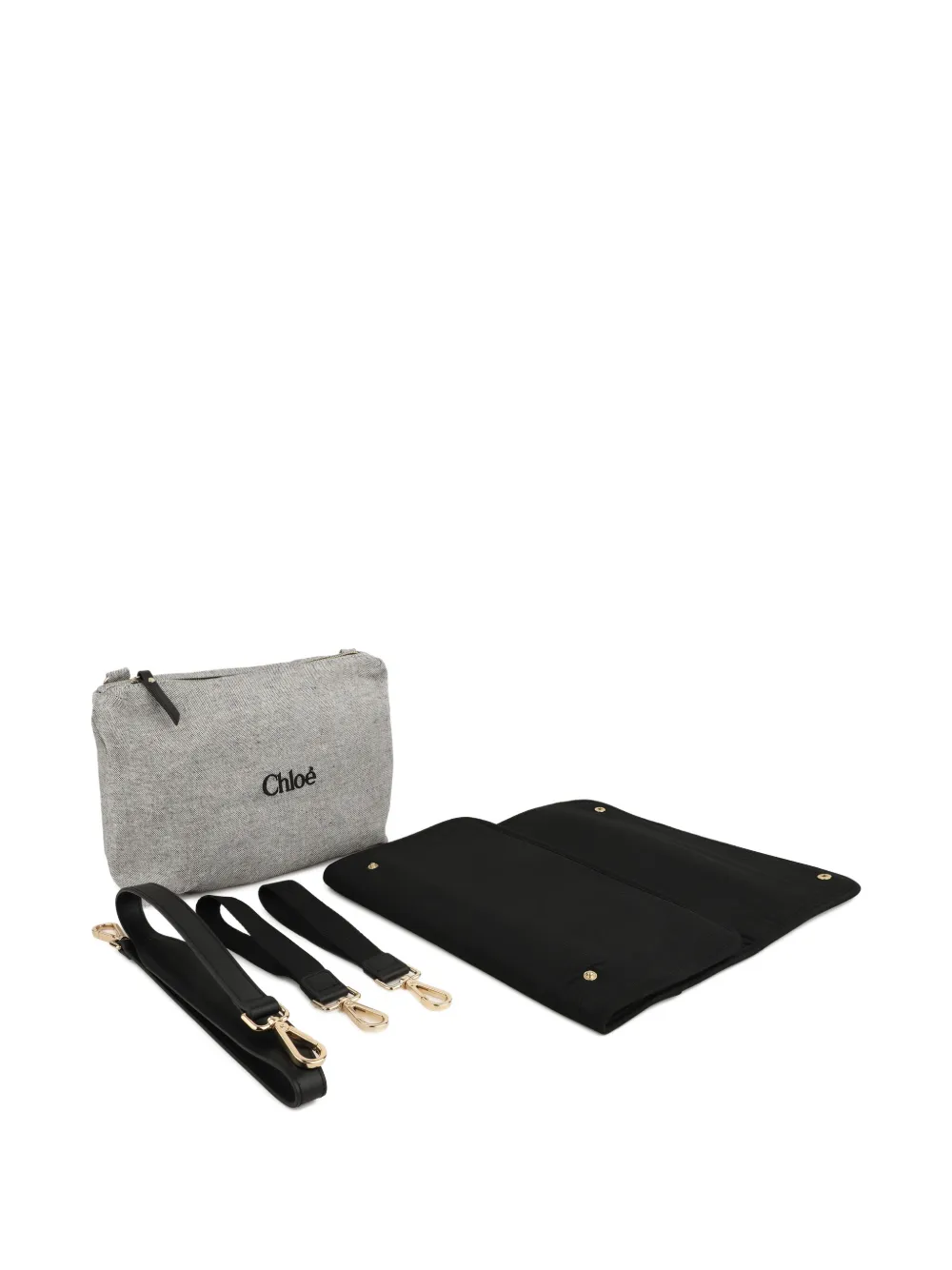 Chloé Kids Canvas luiertas met meerdere zakken Grijs