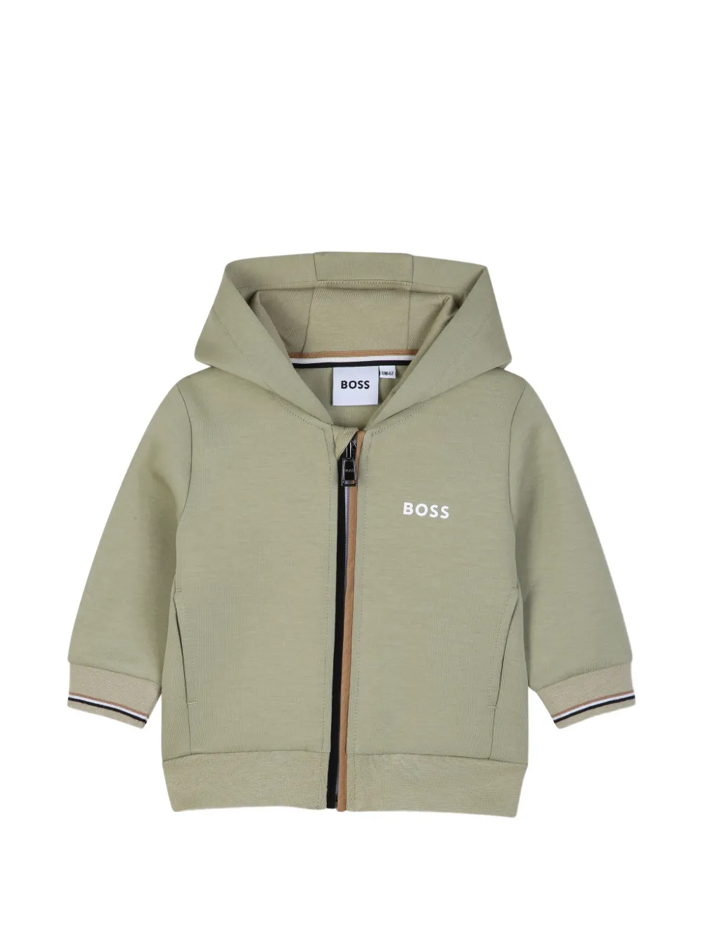 BOSS Kidswear Trainingsbroek met capuchon rits en logo-print Groen