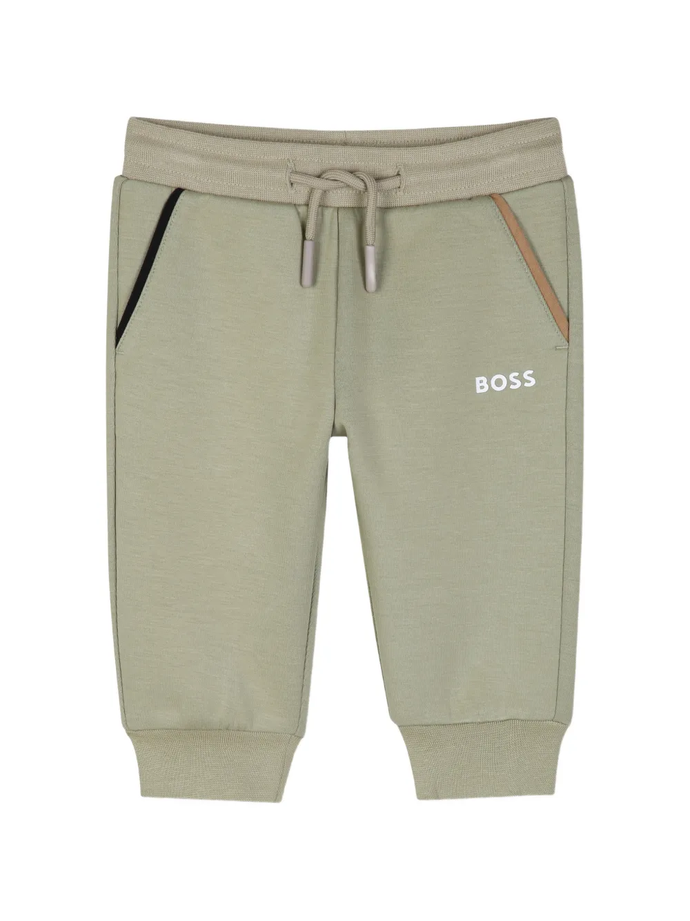 BOSS Kidswear Trainingsbroek met capuchon rits en logo-print Groen