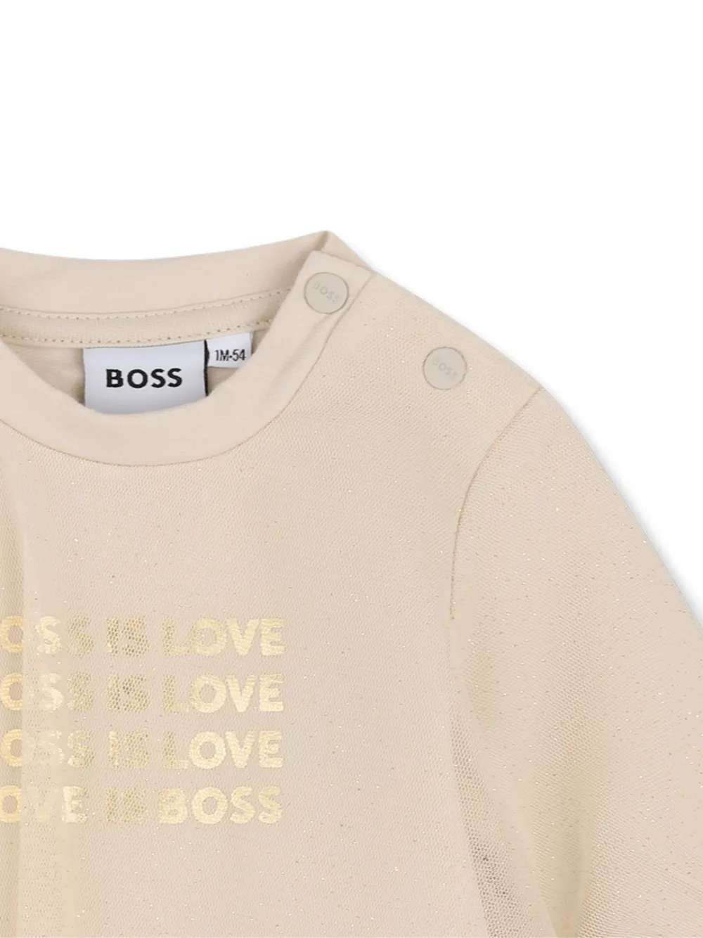 BOSS Kidswear Jurk met tule glitters en vlakken Beige