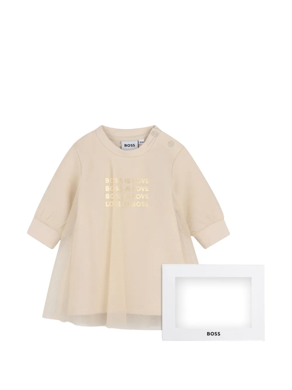 BOSS Kidswear Kleid mit Tülleinsätzen im Glitter-Look - Nude