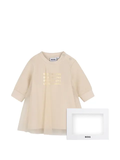 BOSS Kidswear glitter-tulle panelled dress