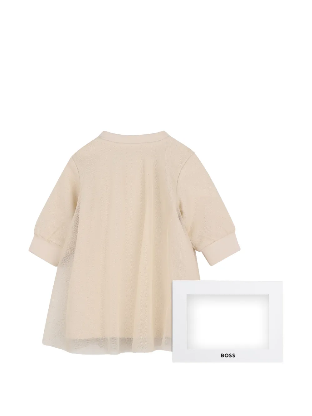BOSS Kidswear Jurk met tule glitters en vlakken Beige