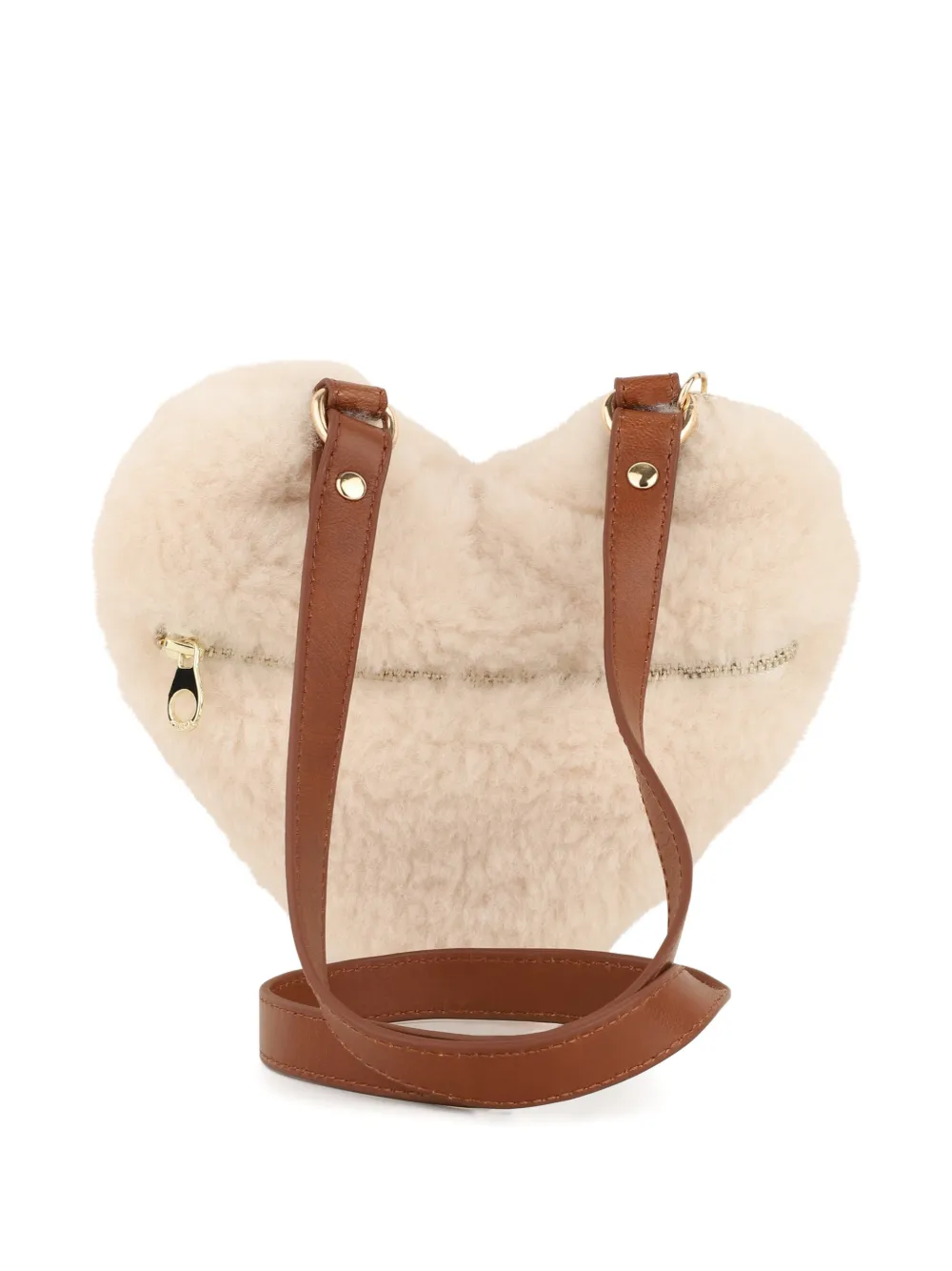 Chloé Kids Hartvormige schoudertas van imitatielamswol Beige