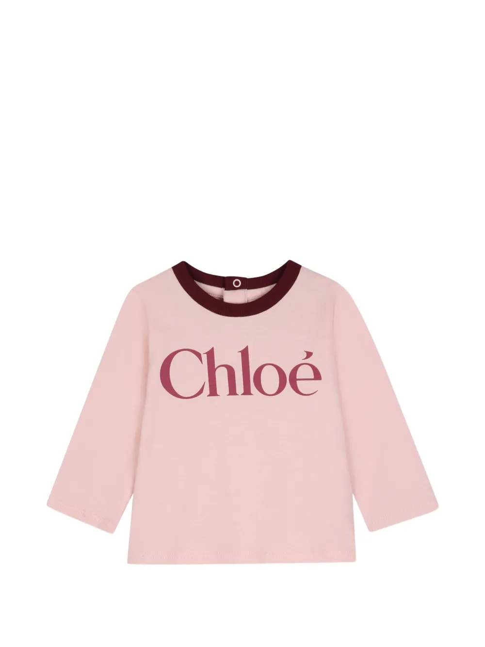 Chloé Kids T-shirt a maniche lunghe con logo - Rosa