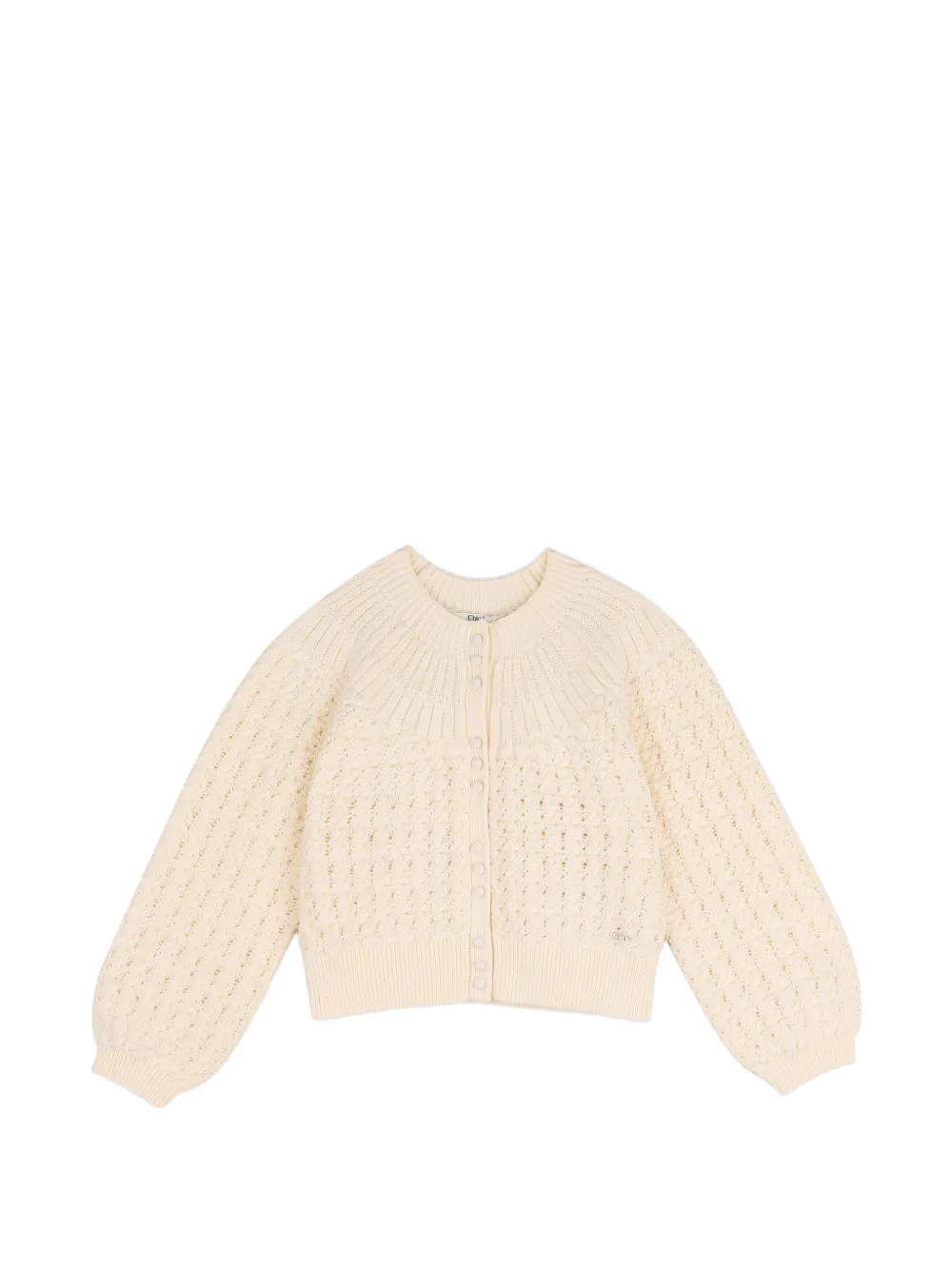 Chloé Kids Cardigan aus Pointelle-Strick mit geripptem Saum - Nude