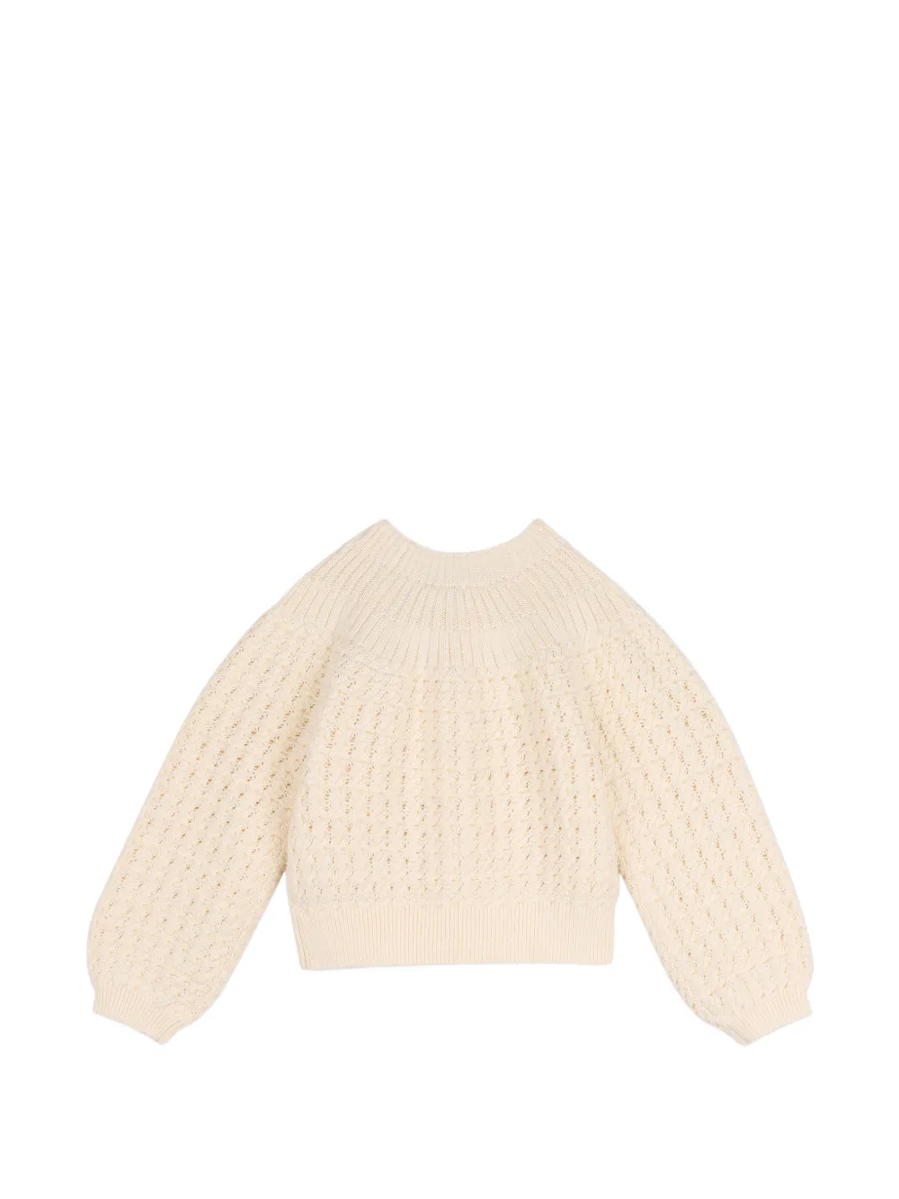 Chloé Kids Pointelle gebreid vest met geribbelde afwerking Beige