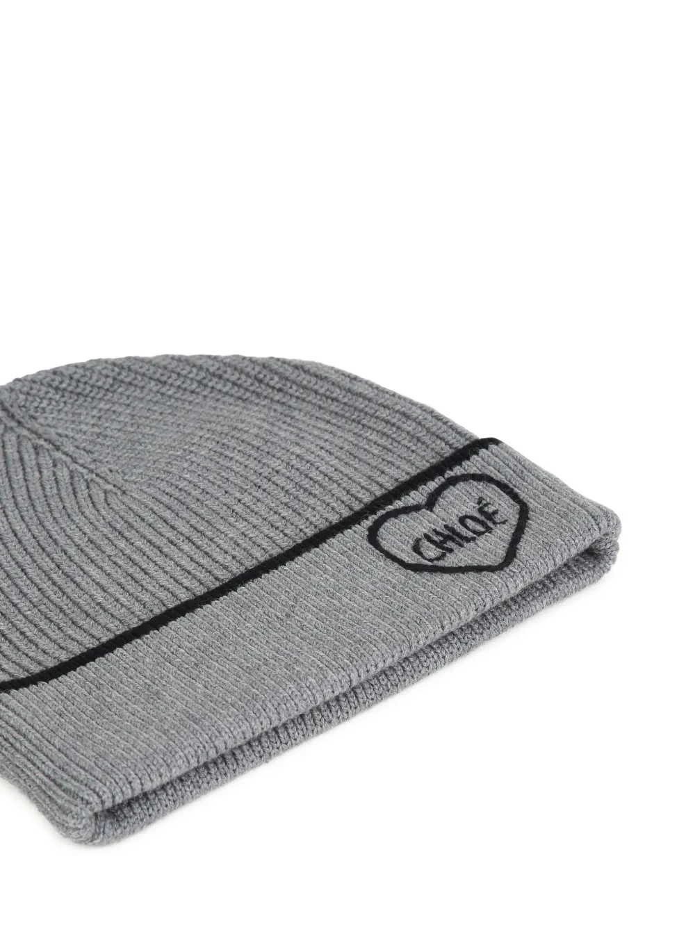 Chloé Kids Geribbelde muts met hart-patroon Grijs