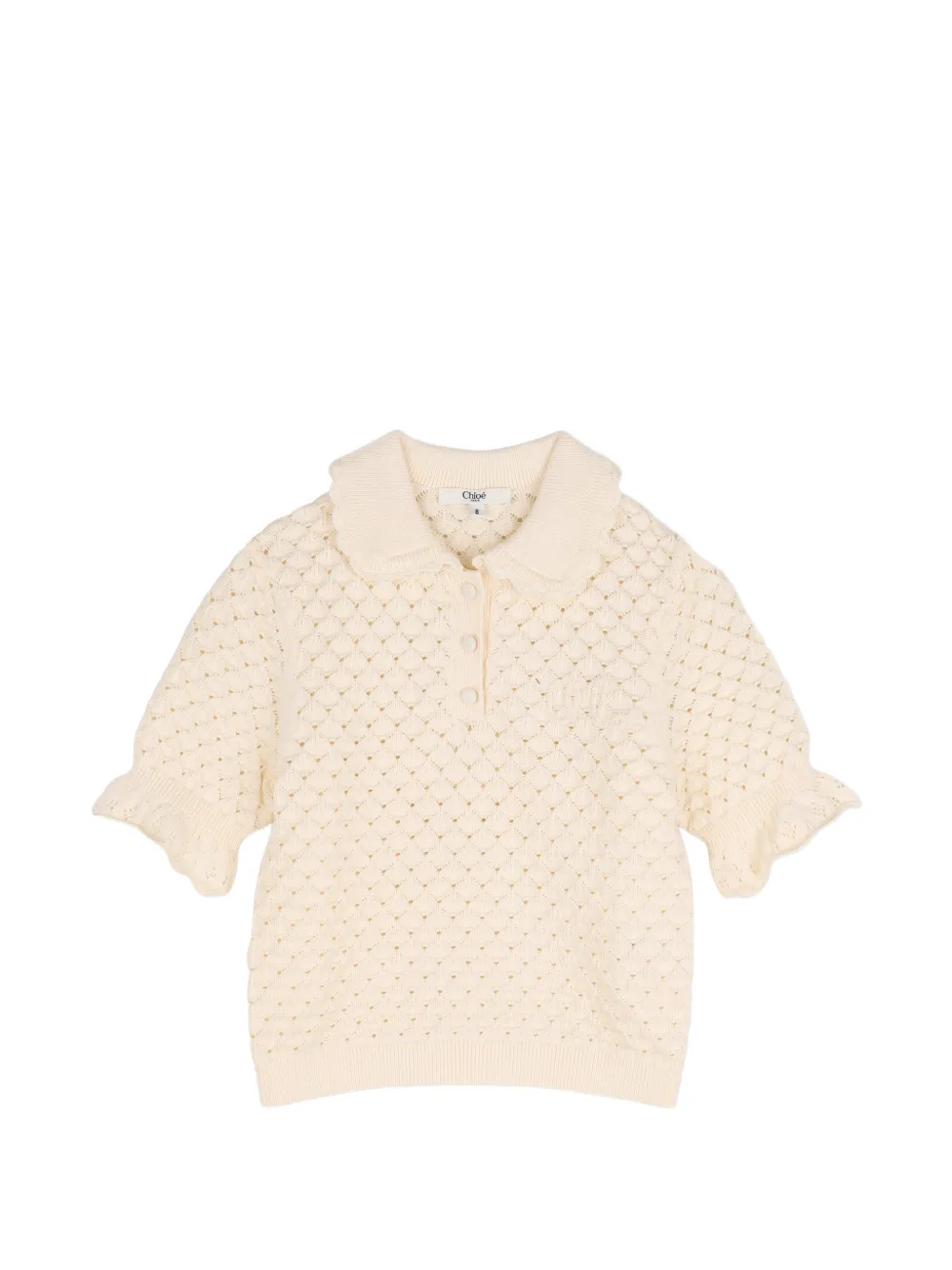 Chloé Kids Gerüschter Pullover aus Pointelle-Strick - Nude