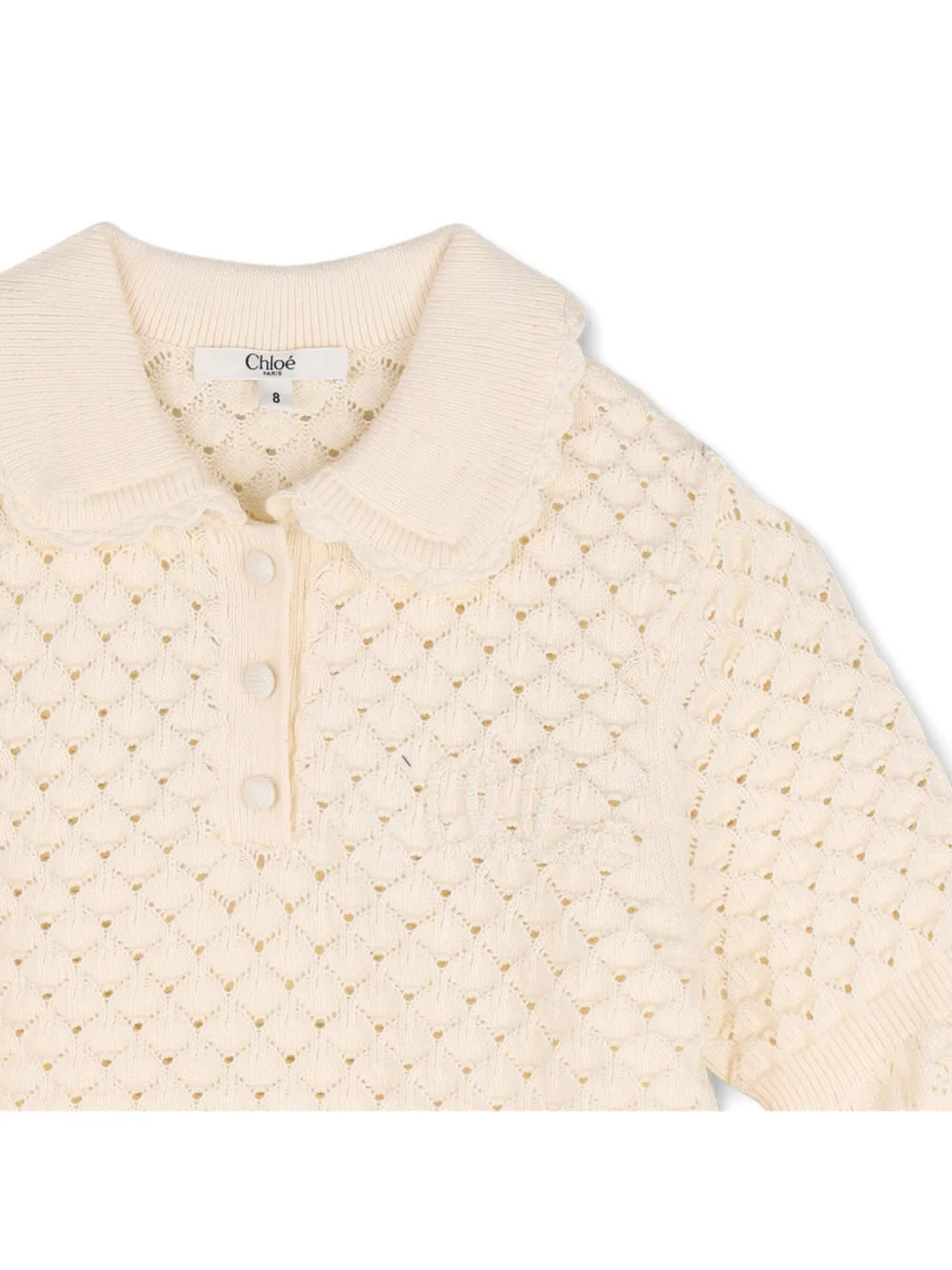 Chloé Kids Pointelle gebreide trui met ruches Beige