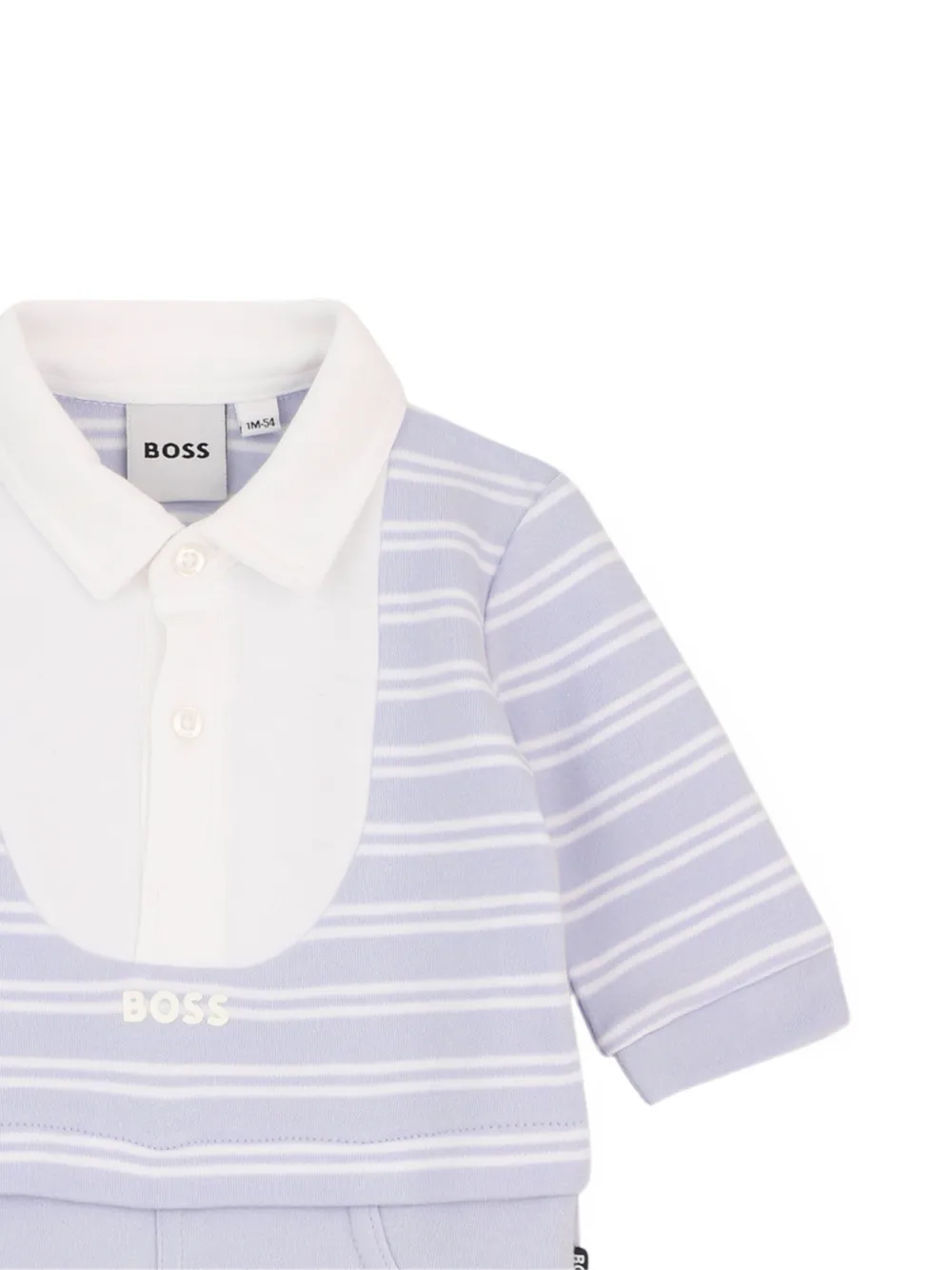 BOSS Kidswear Gestreepte katoenen romper Blauw
