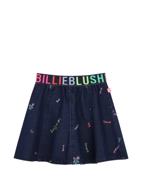 Billieblush logo-waistband embroidered skirt