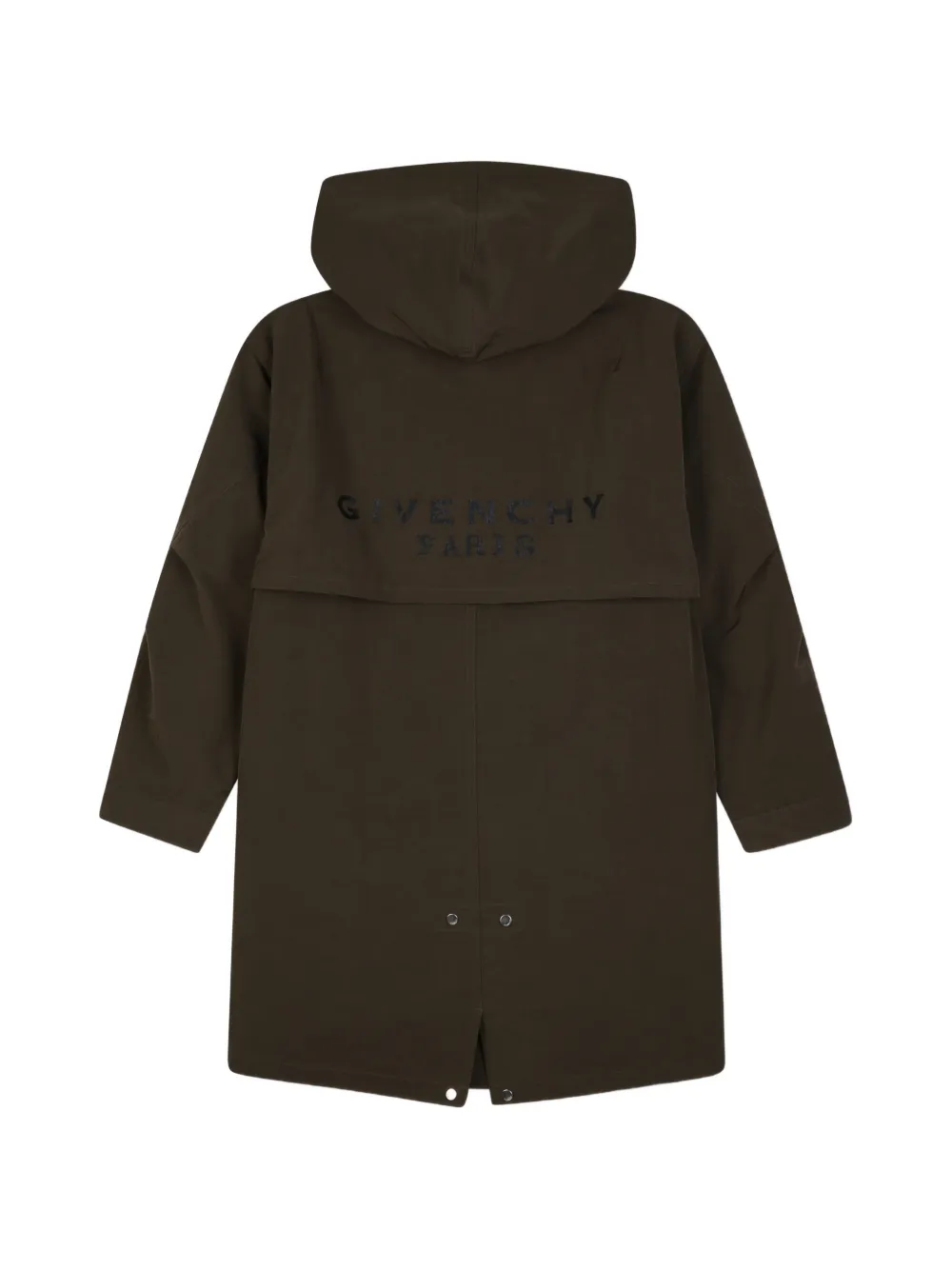 Givenchy Kids Trenchcoat met capuchon en logo-print Groen