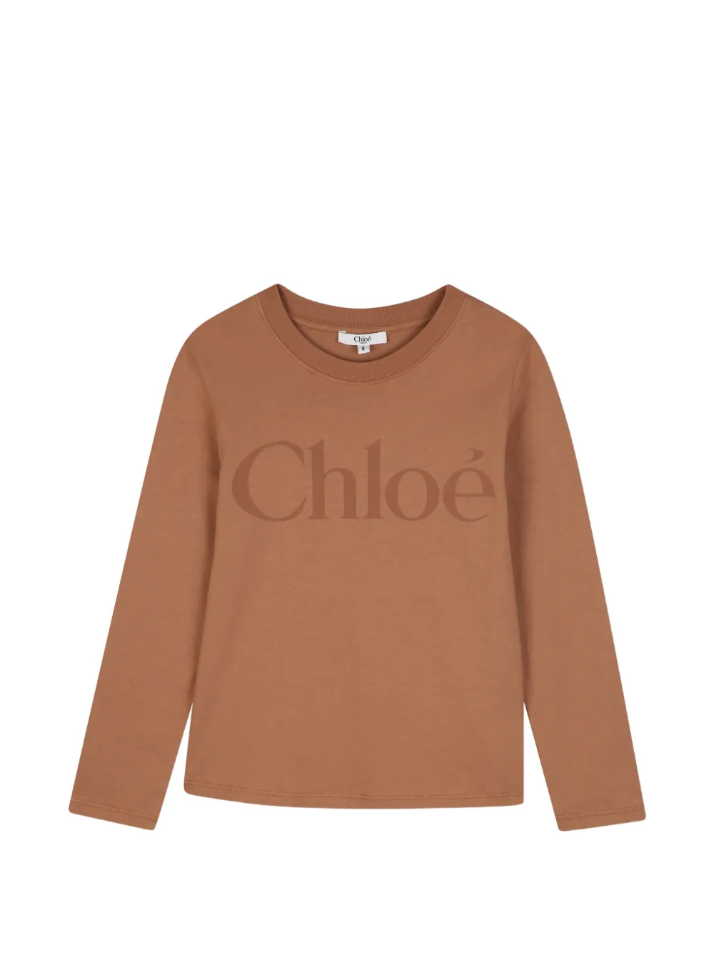 Chloé Kids logo-print long-sleeve T-shirt - Marrone