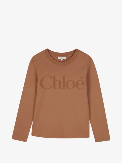 Chloé Kids playera manga larga con logo estampado