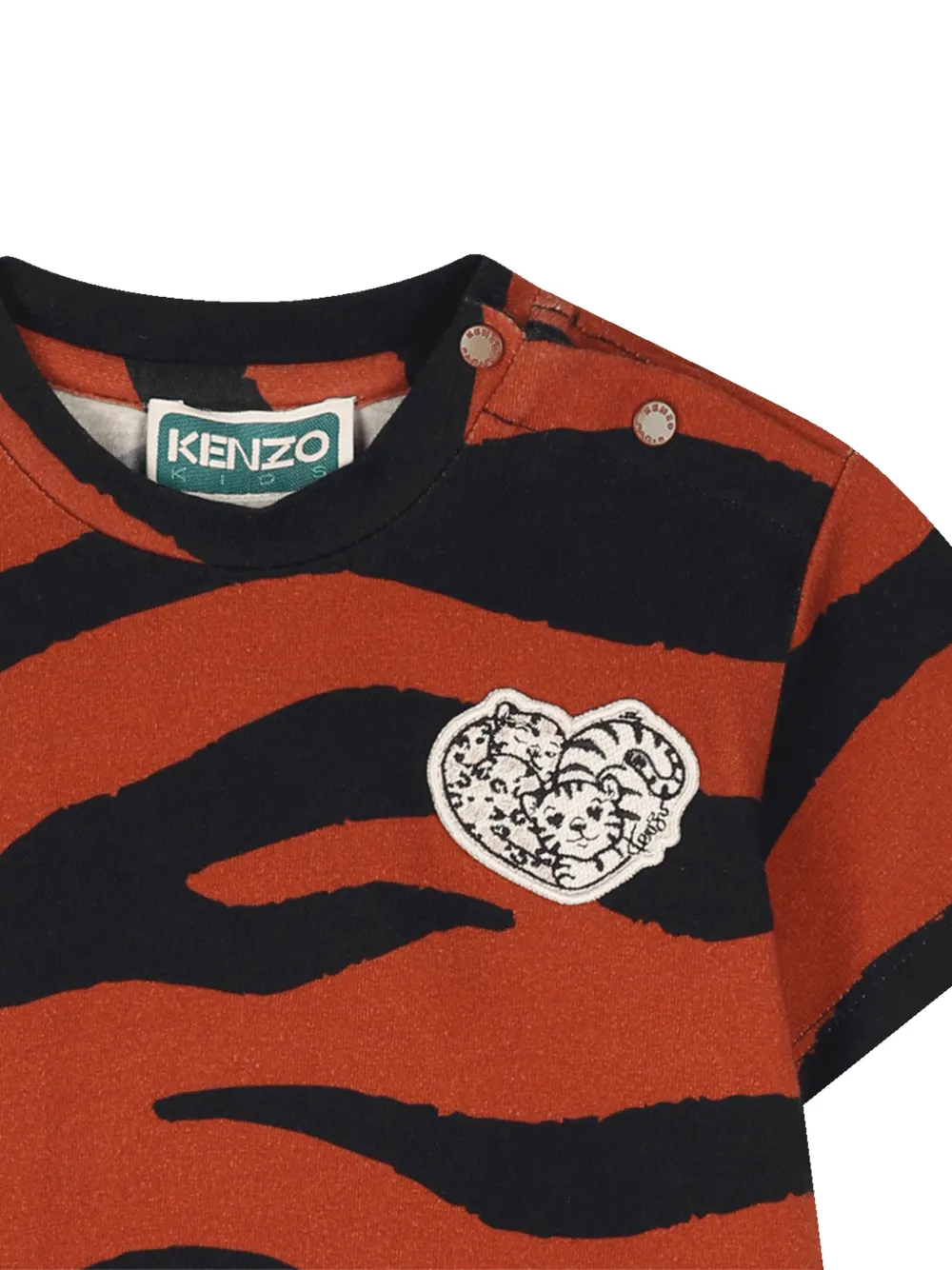 Kenzo Kids Jurk met tijgerprint en hartpatch Bruin
