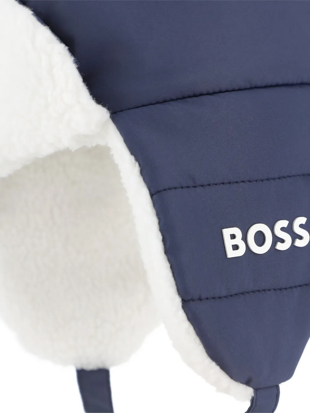 BOSS Kidswear Gewatteerde muts van imitatielamswol Blauw
