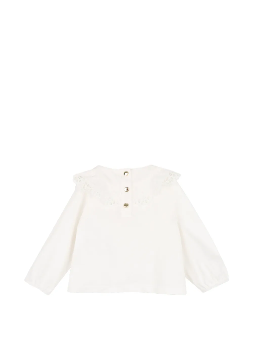 Chloé Kids Fluwelen jurk en T-shirt met kanten afwerking Wit