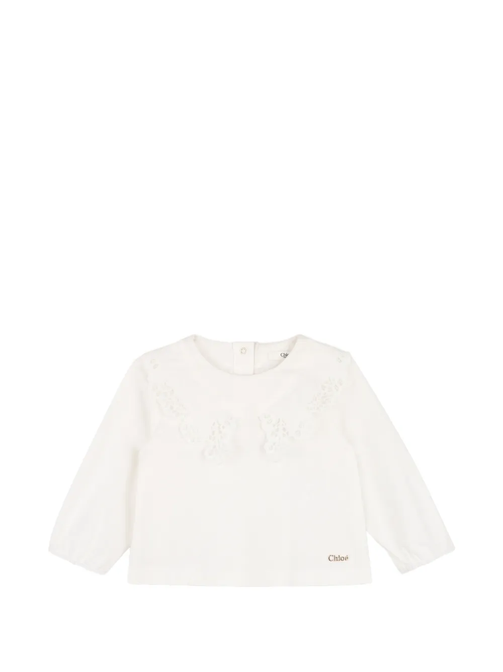 Chloé Kids Fluwelen jurk en T-shirt met kanten afwerking Wit