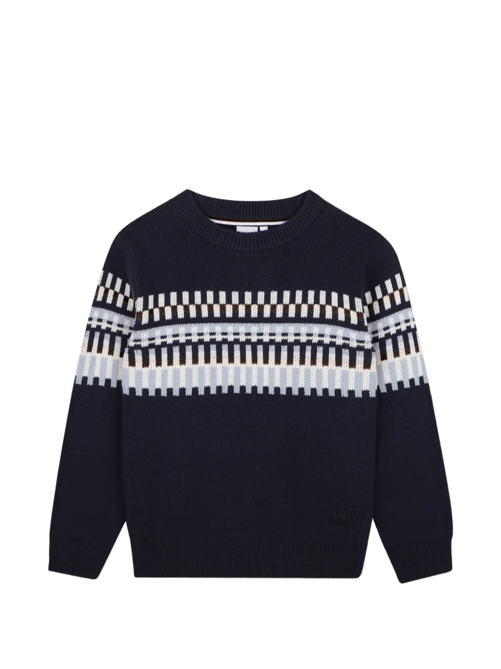 BOSS Kidswear geometric-pattern knitted sweater - Blu