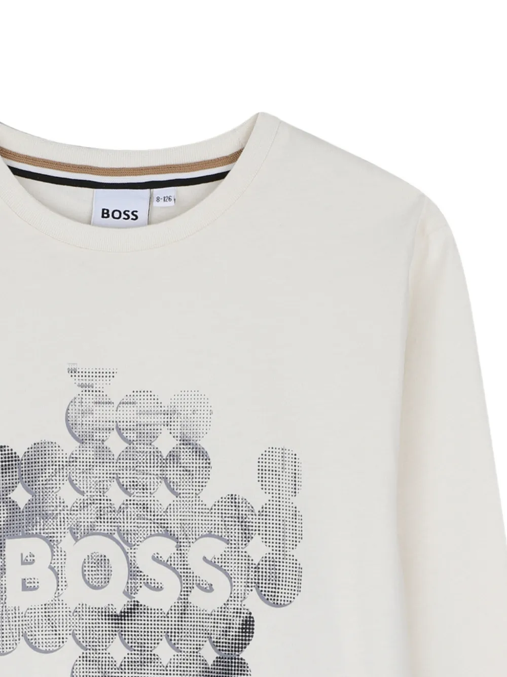 BOSS Kidswear T-shirt met lange mouwen en logo-print Beige
