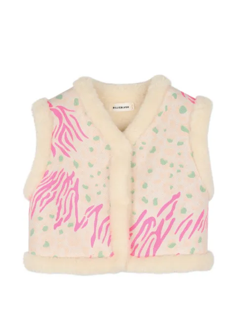 Billieblush animal-print faux-shearling-trim waistcoat