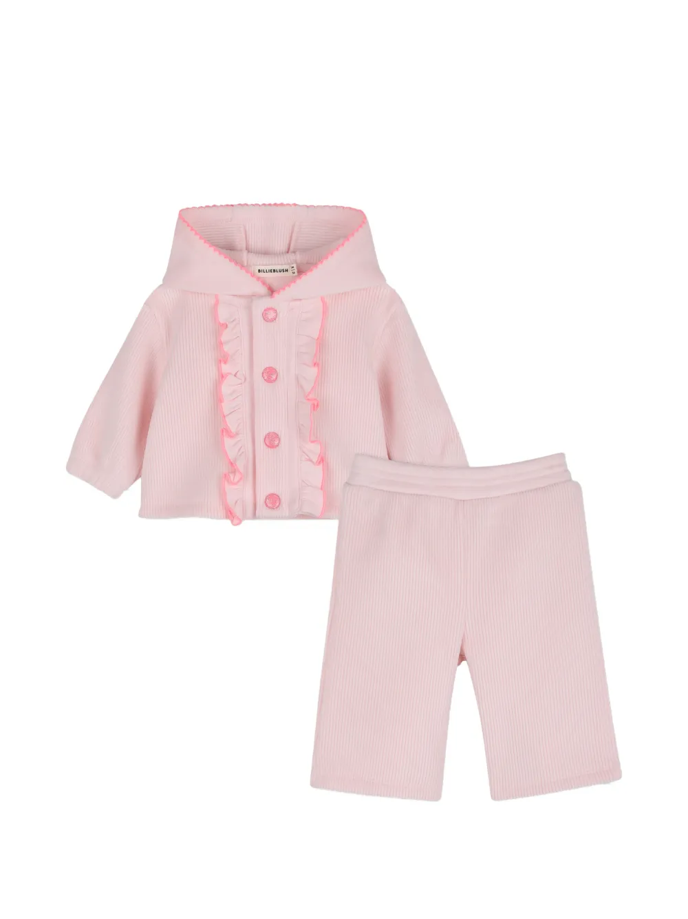Billieblush Set cardigan e pantaloni con ruches - Rosa