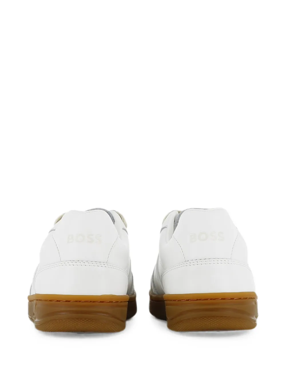 BOSS Kidswear Sneakers met suède vlakken en logo-print Wit