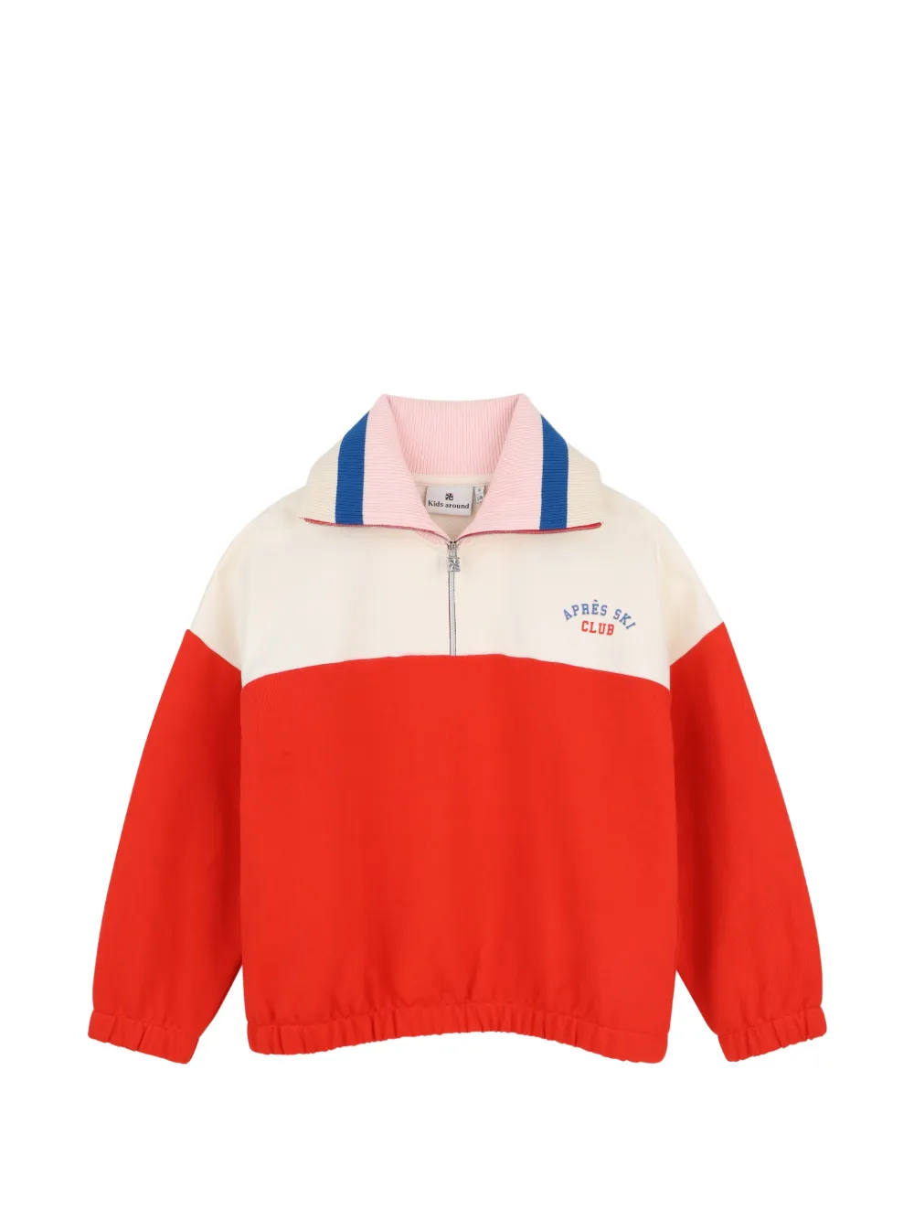 Kids Around Kids' Colour-block Quarter-zip Sweater In Red