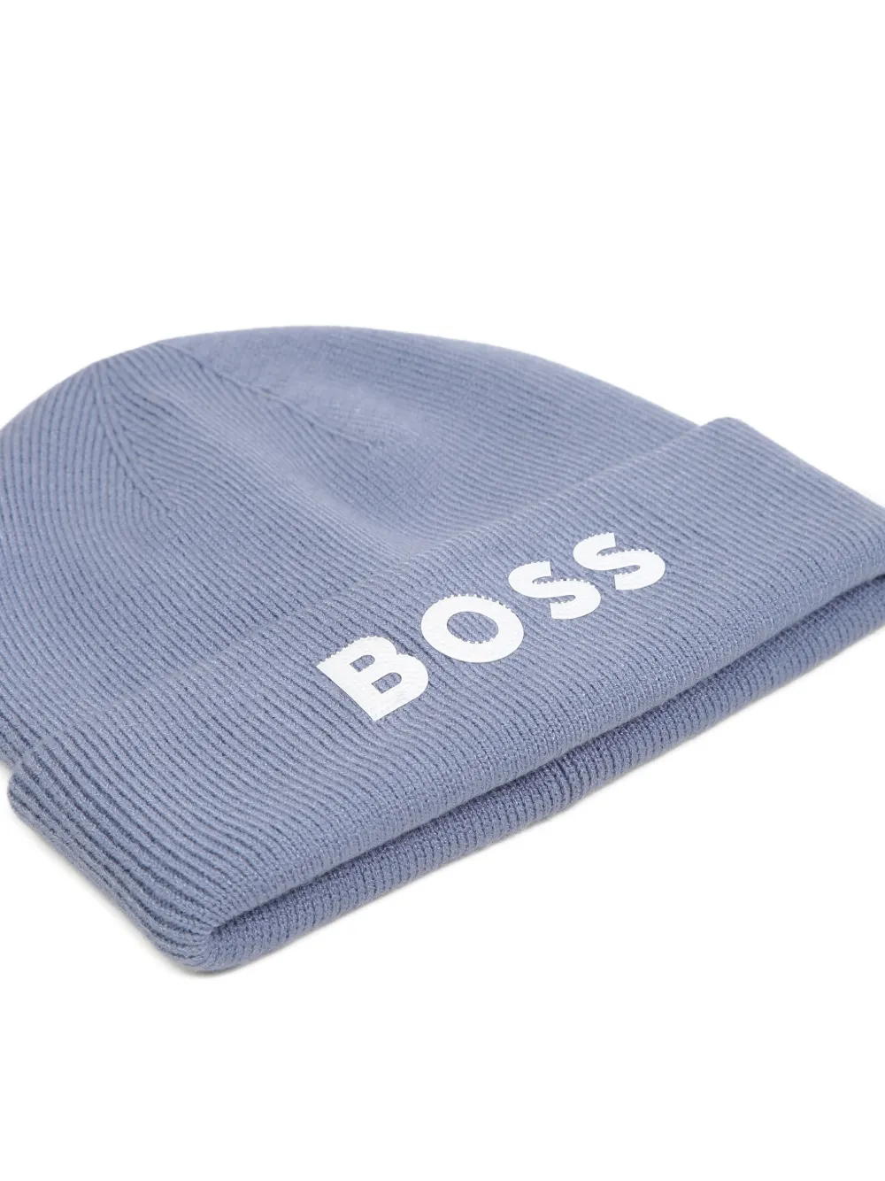 BOSS Kidswear logoprinten geribbelde muts Blauw