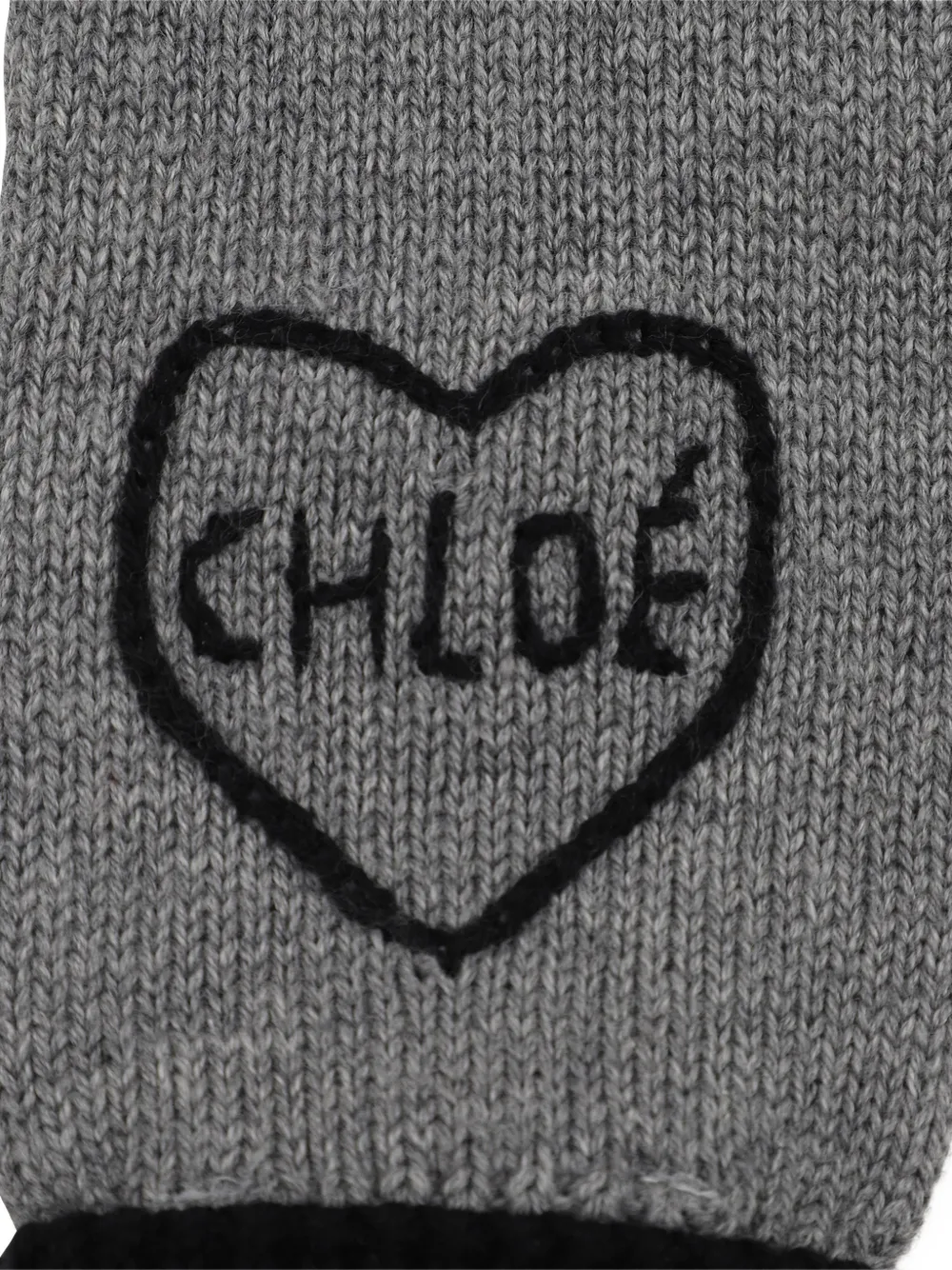 Chloé Kids Gebreide handschoenen met hart-patroon Grijs