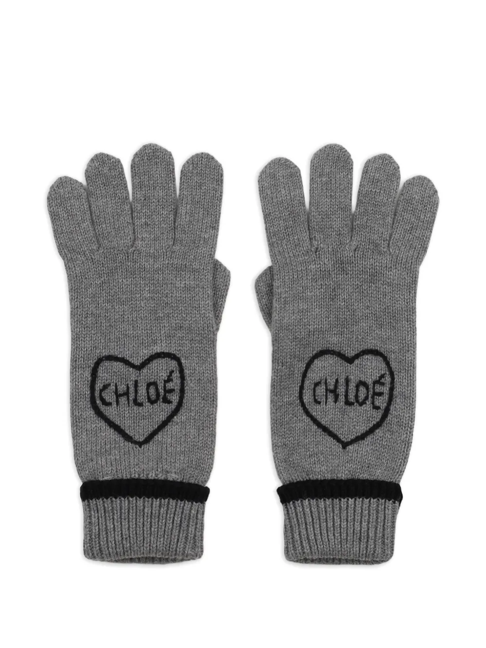 Chloé Kids Guanti a cuori - Grigio