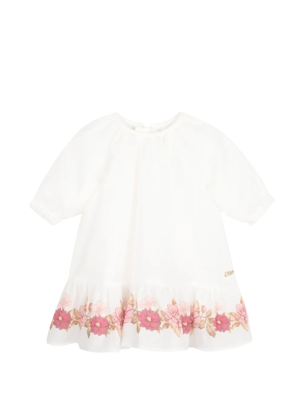 Chloé Kids Jurkset met ruches en bloemen-print Wit