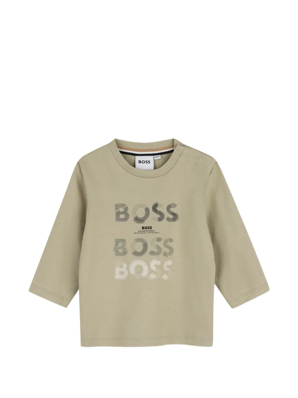 BOSS Kidswear T-shirt a maniche lunghe con logo - Toni neutri