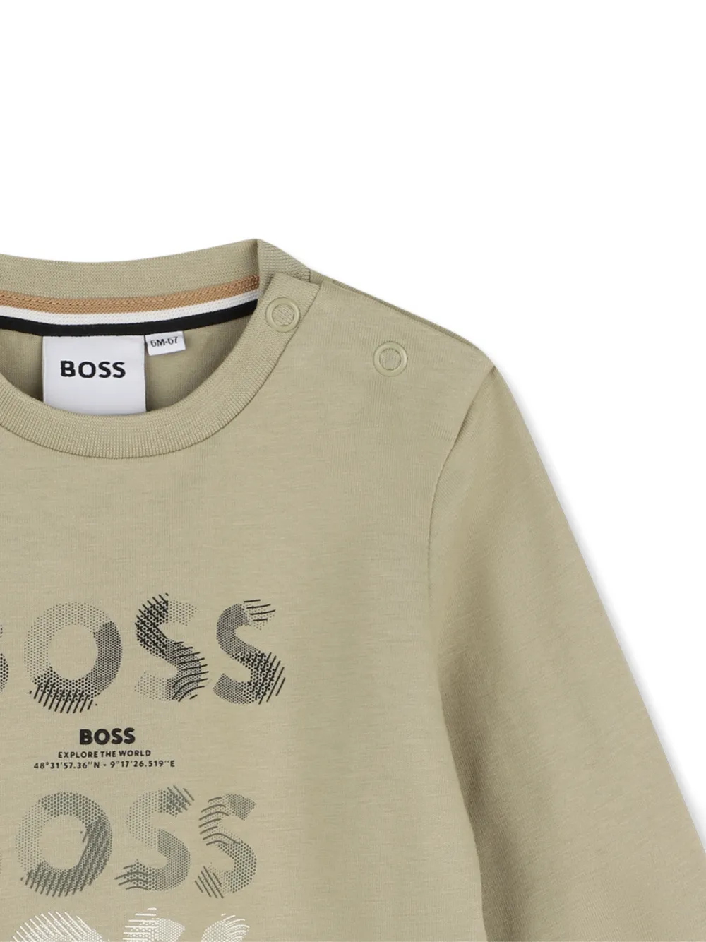 BOSS Kidswear T-shirt met logoprint Beige
