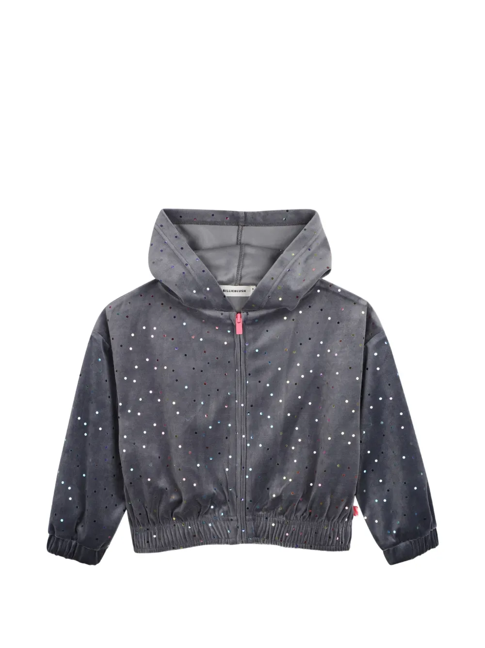 Billieblush sequin-embellished velvet hoodie - Grigio