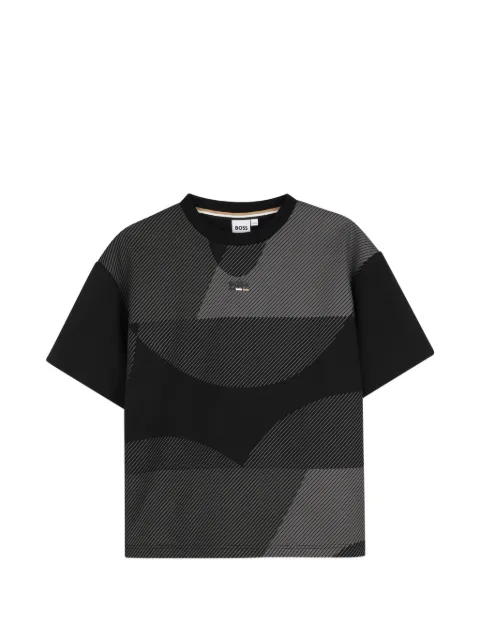 BOSS Kidswear diagonal-stripe logo-print T-shirt